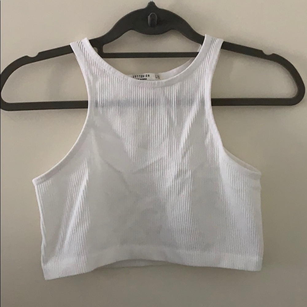CottonOn Ribbed High-Neck Crop Top